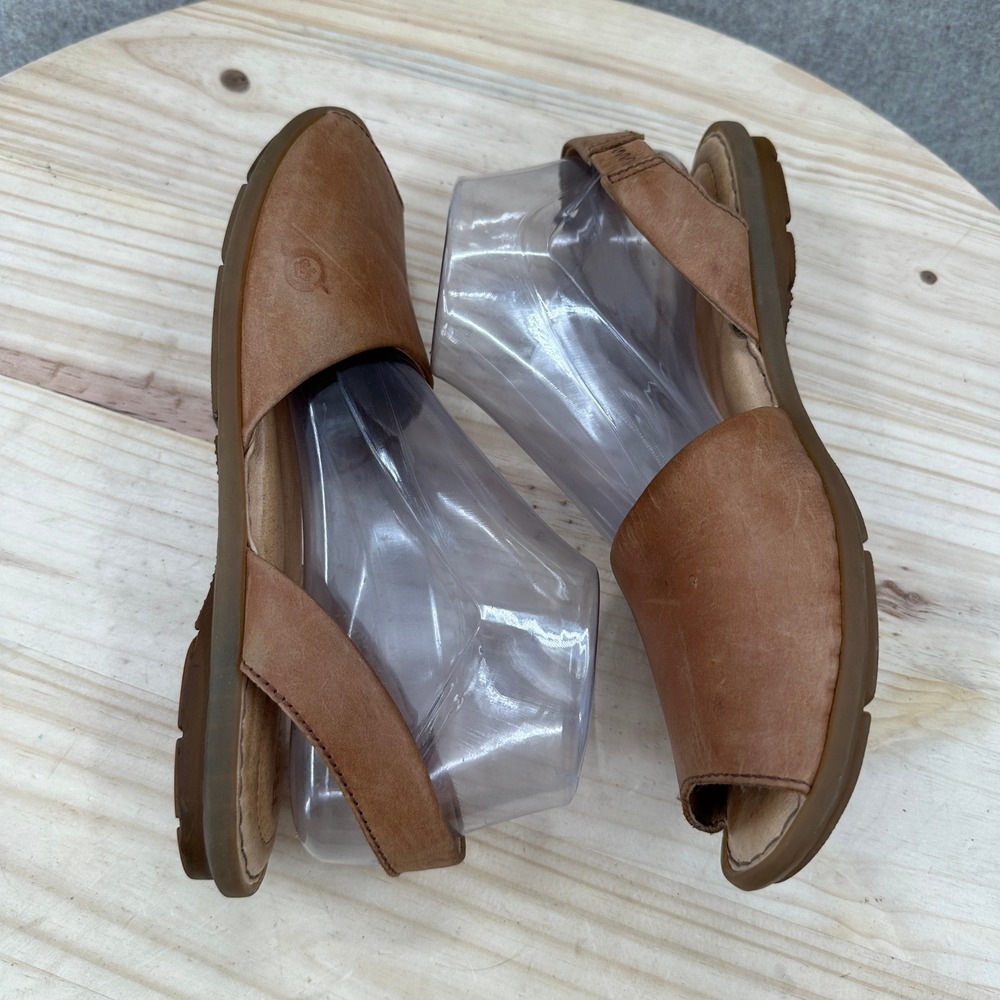 Born Trang Slingback Sandals Womens 8 Brown Leather Open Toe Flat - Picture 6 of 10